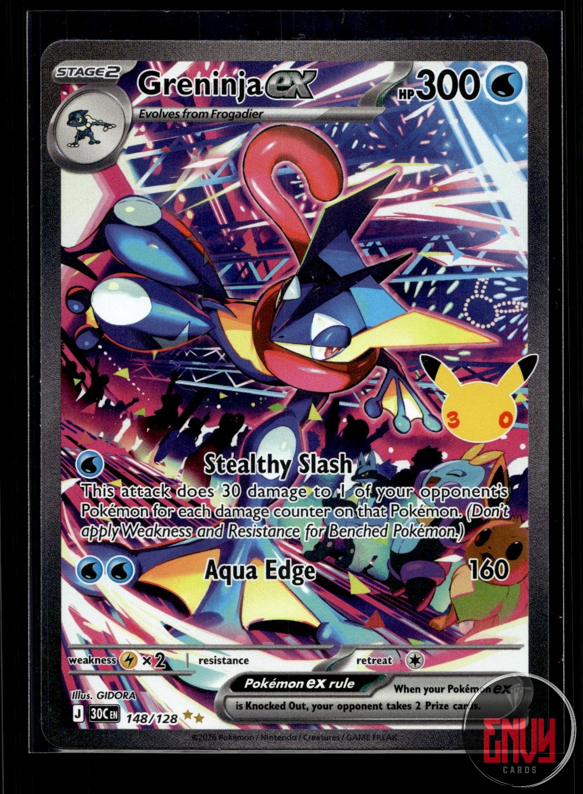Greninja ex NM 148/128 SIR ME: 30th Celebration Pokemon Holo