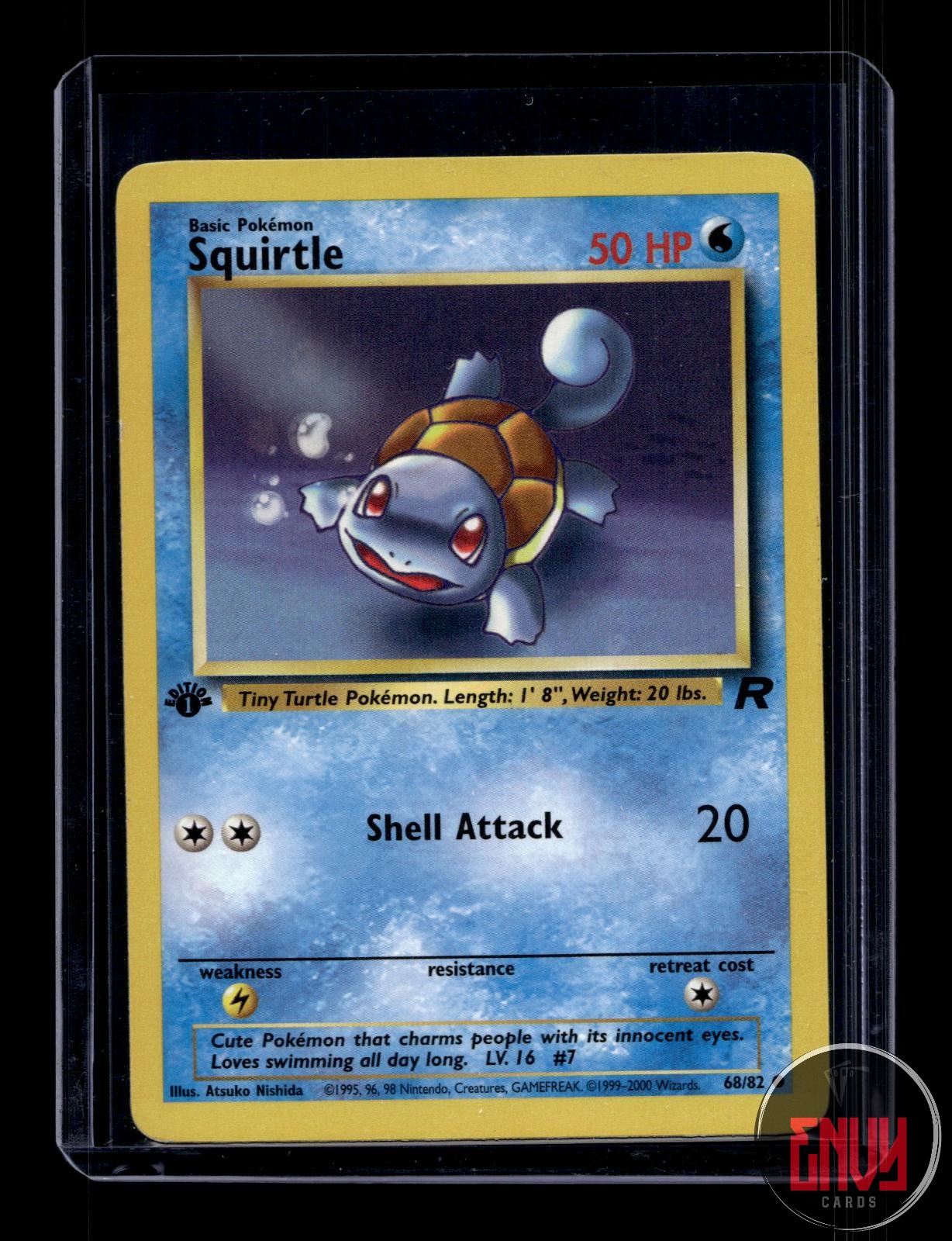 Squirtle Lightly Played 68/82 Common Team Rocket Pokemon 1st Edition
