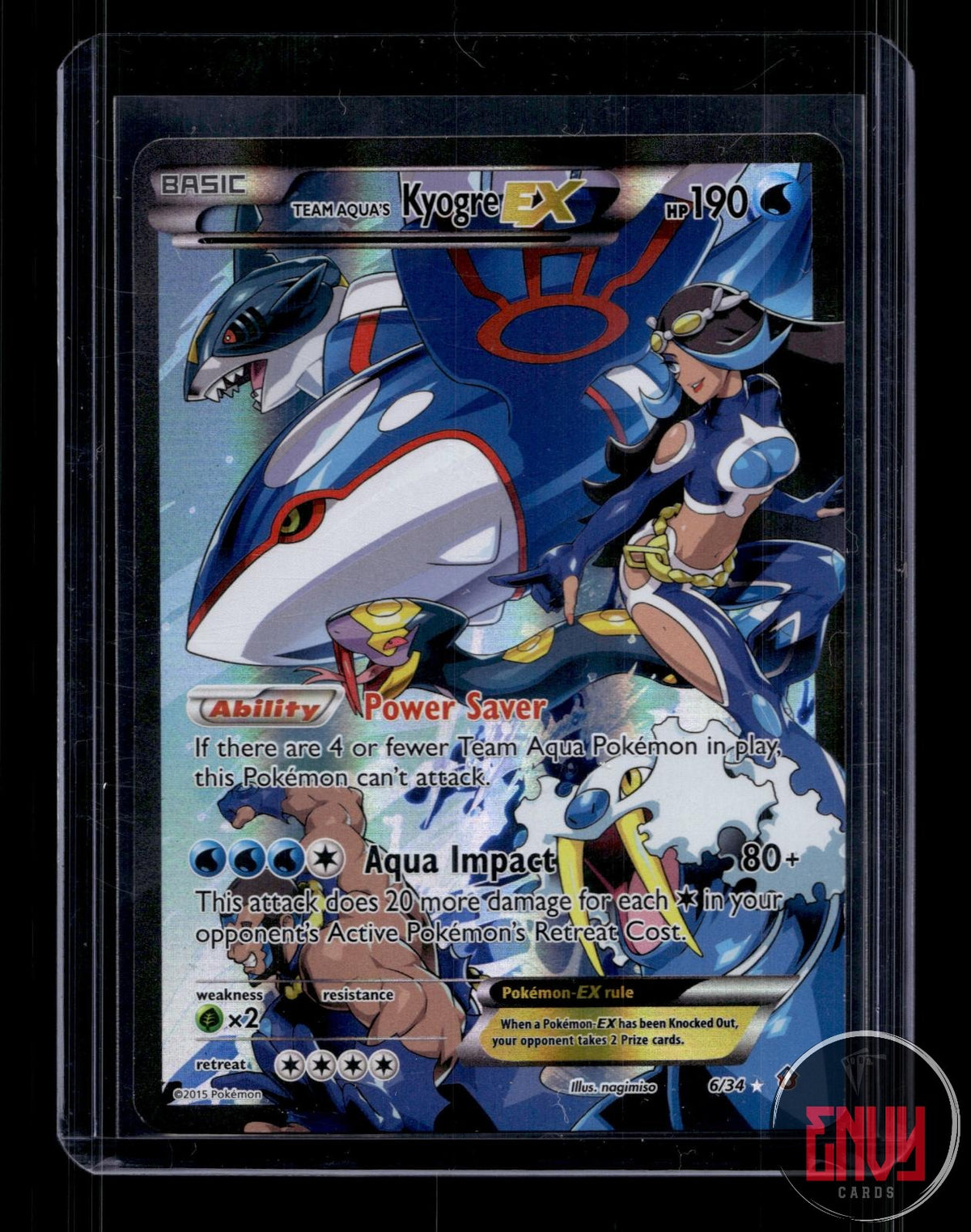 Team Aqua's Kyogre EX MP 6/34 Ultra Rare Double Crisis Pokemon Holo