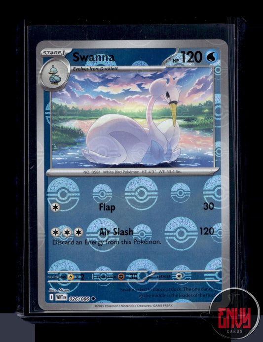 Swanna (Poke Ball Pattern) Near Mint 026/086 Uncommon White Flare Pokemon