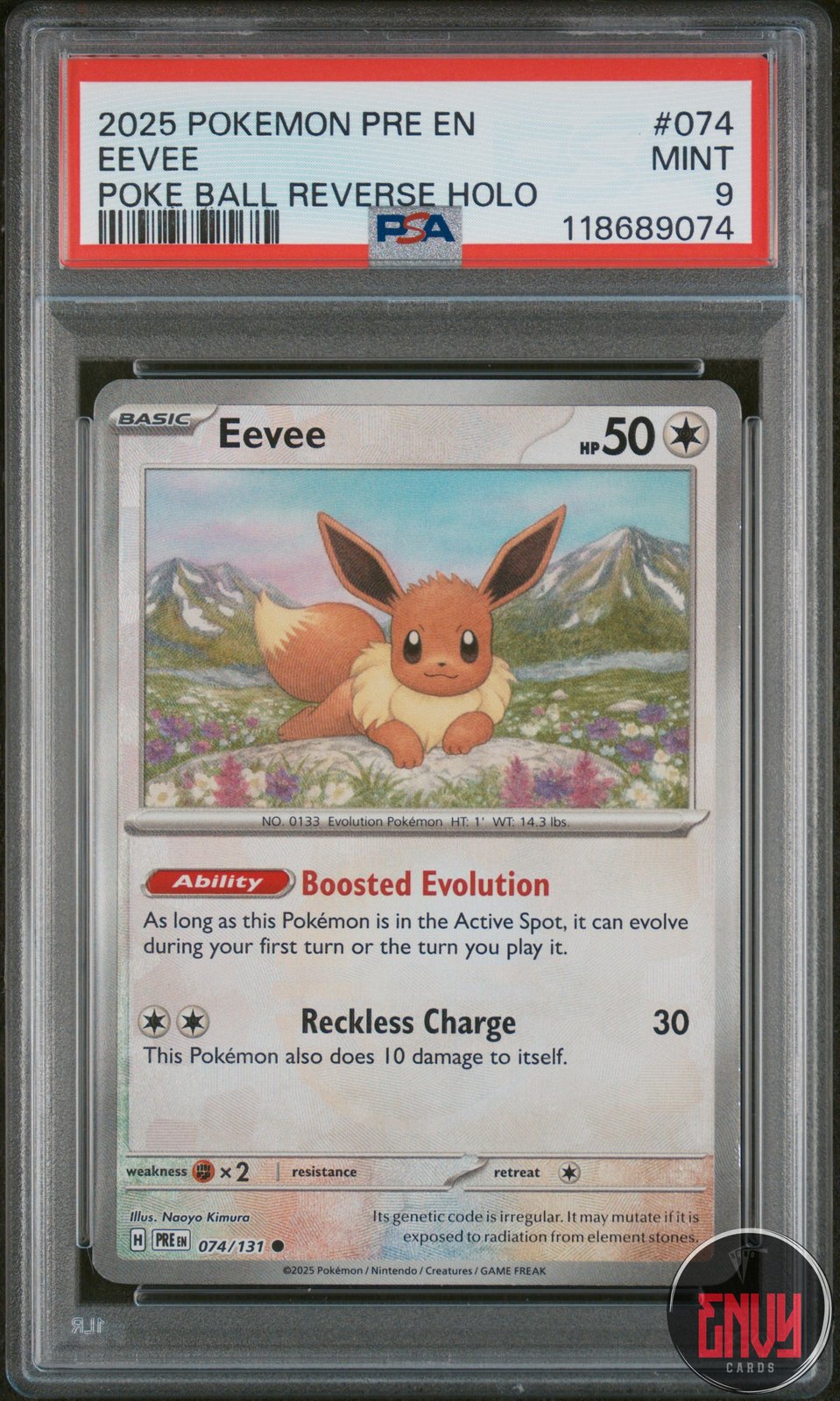 Eevee 074/131 Poke Ball Reverse Holo Prismatic Evolutions Pokemon PSA 9