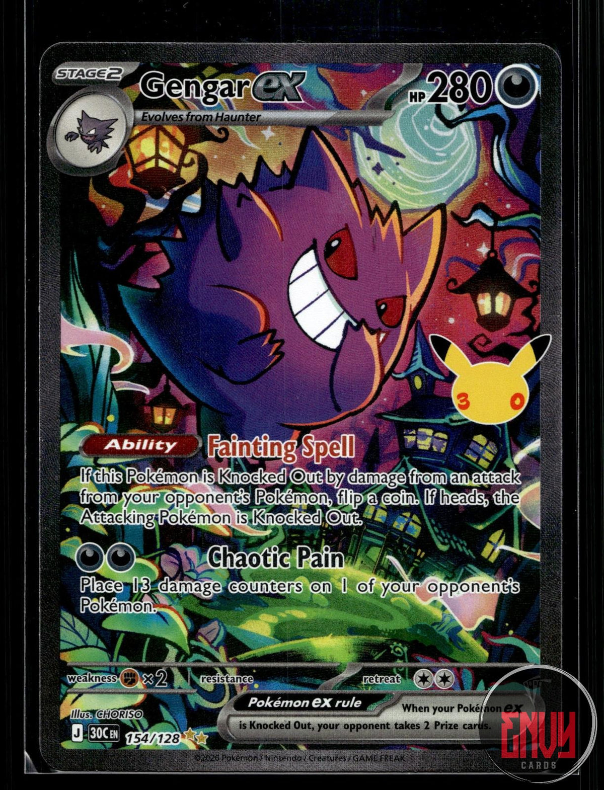 Gengar ex NM 154/128 SIR ME: 30th Celebration Pokemon Holo