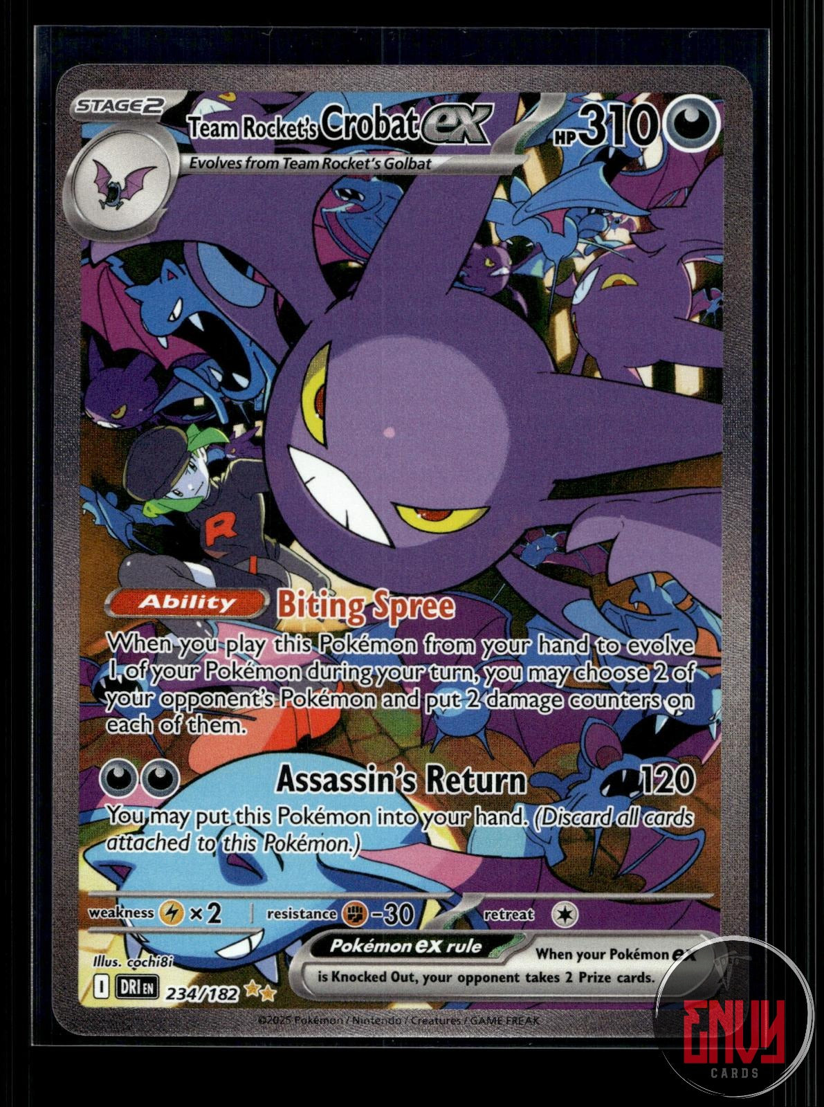 Team Rocket's Crobat ex NM 234/182 SIR Destined Rivals Pokemon Holo