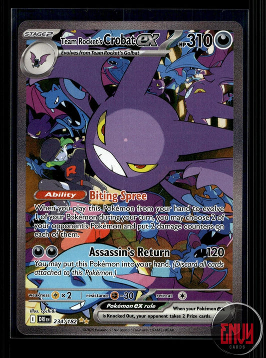 Team Rocket's Crobat ex NM 234/182 SIR Destined Rivals Pokemon Holo