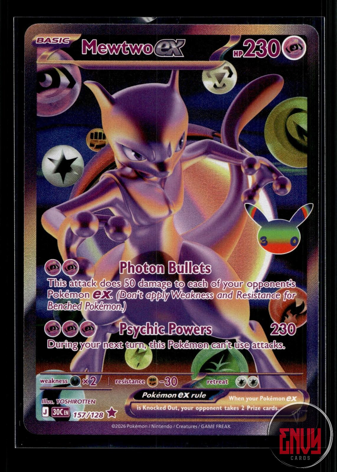 Mewtwo ex NM 157/128 Futuristic Rare ME: 30th Celebration Pokemon Holo