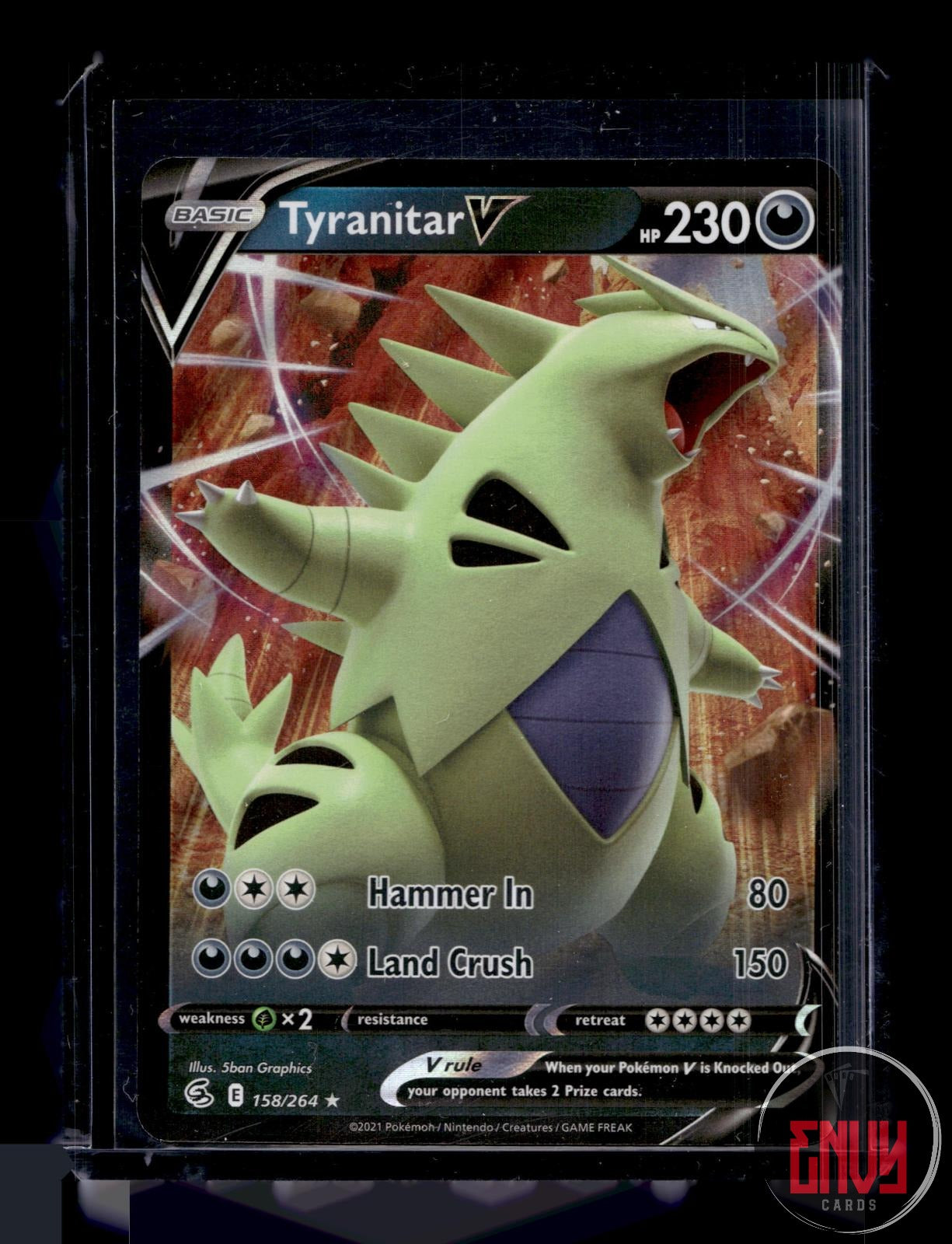 Tyranitar V Near Mint 158/264 V Rare Fusion Strike Pokemon Holo