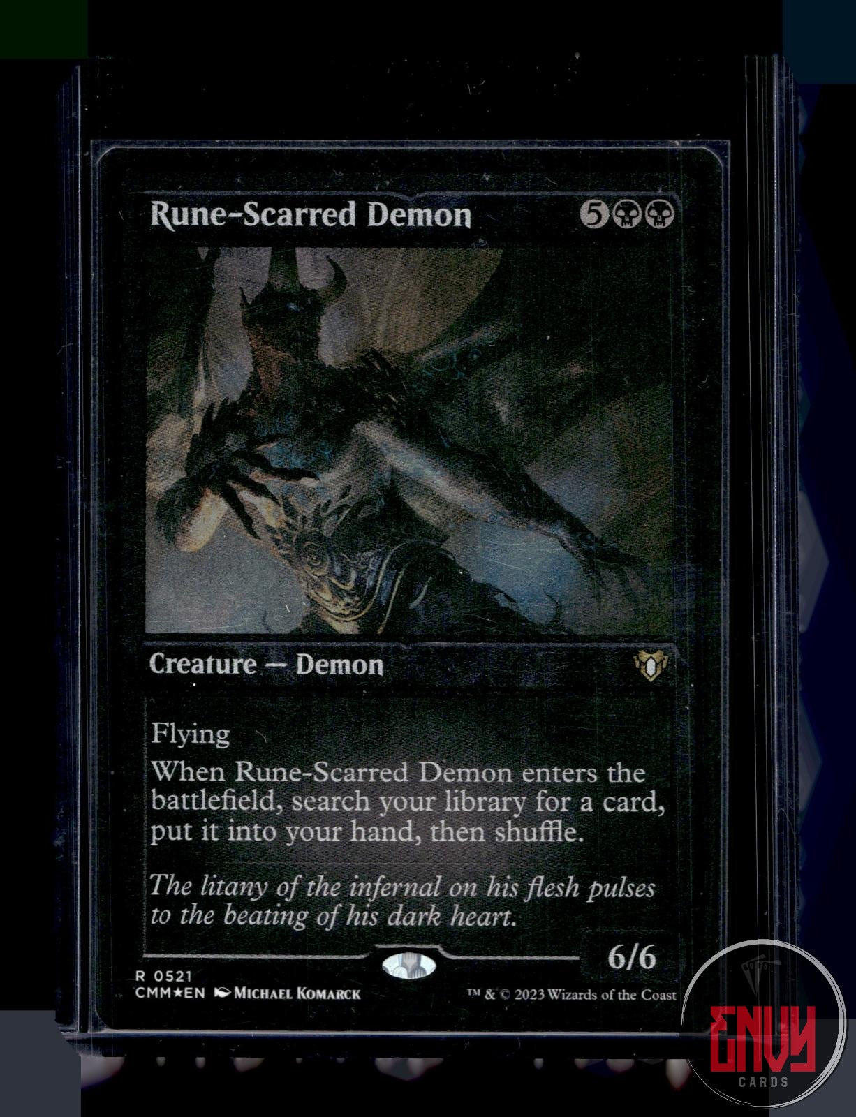 Rune-Scarred Demon (Foil Etched) LP 521 Commander Masters Magic: The Gathering