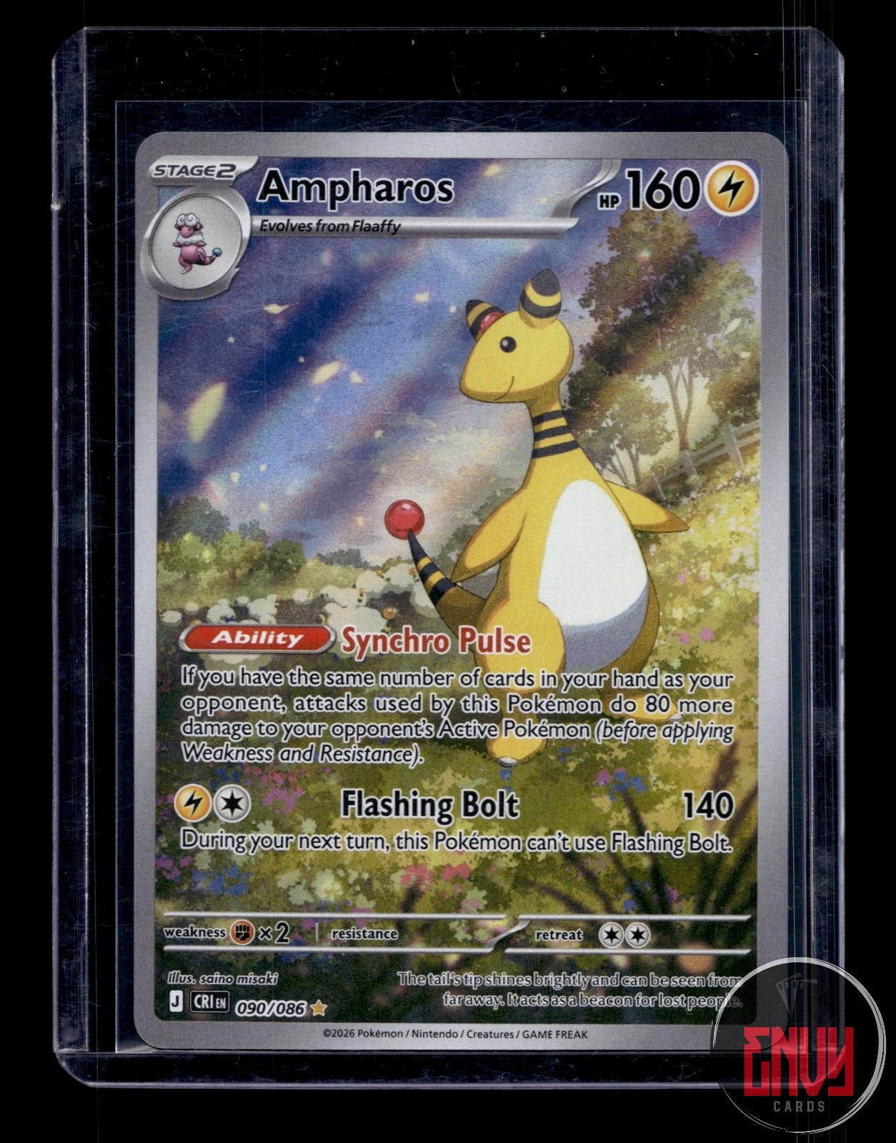 Ampharos Near Mint 090/086 Illustration Rare Chaos Rising Pokemon