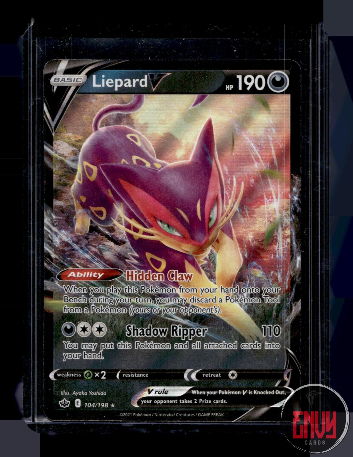 Liepard V Near Mint 104/198 V Rare Chilling Reign Pokemon Holo