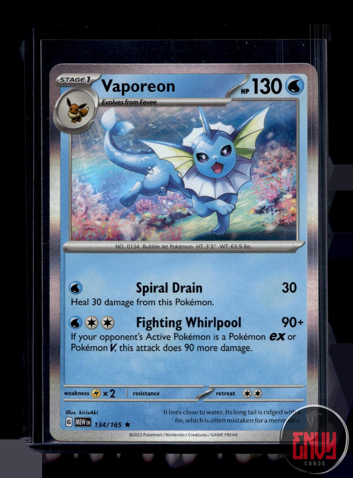 Vaporeon Near Mint 134/165 Rare 151 Pokemon Holo