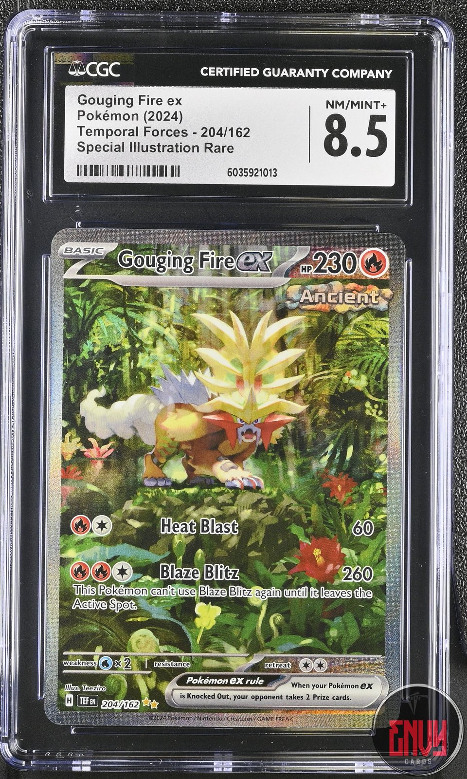 Gouging Fire EX 204/162 Special Illustration Rare Pokemon CGC 8.5 Nm/Mint+