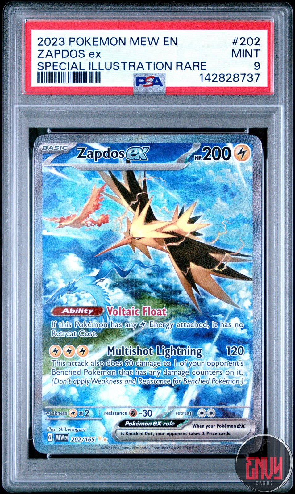 Zapdos EX 202/165 Special Illustration Rare 151 Pokemon PSA 9