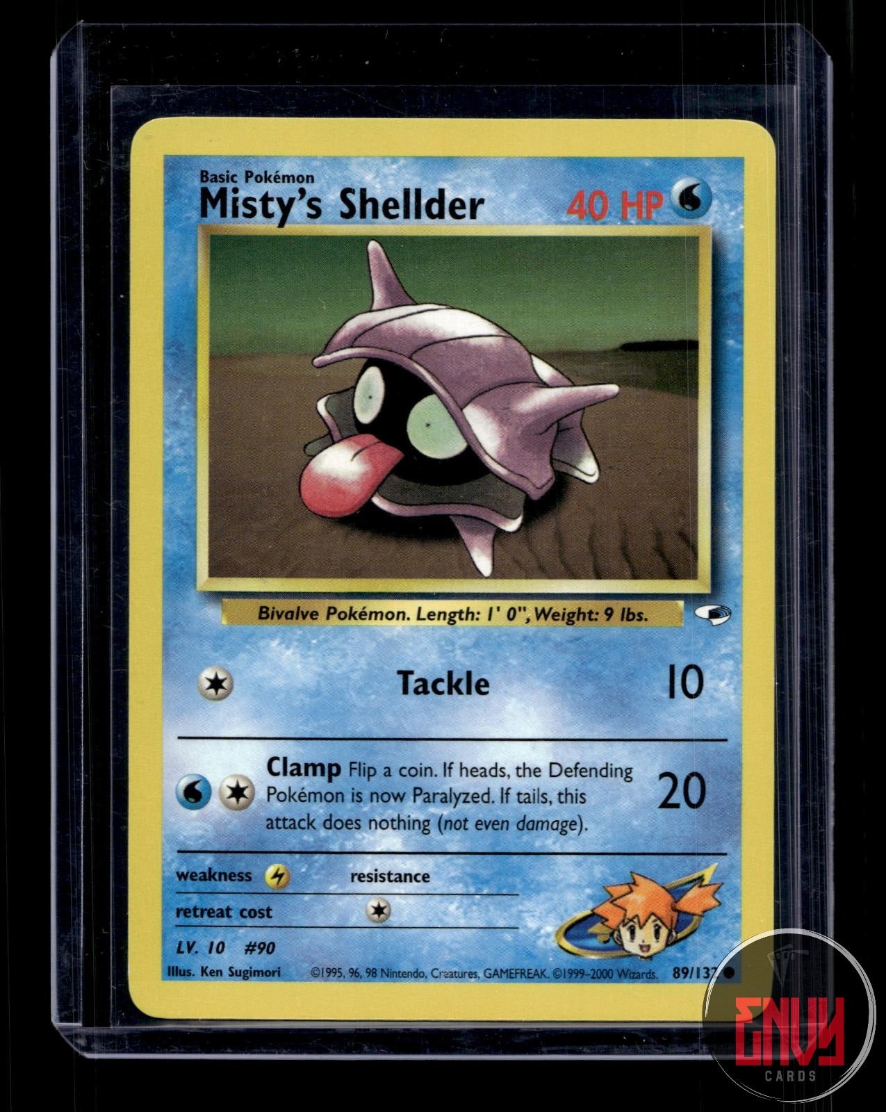 Misty's Shellder Lightly Played 89/132 Common Gym Heroes Pokemon Unlimited
