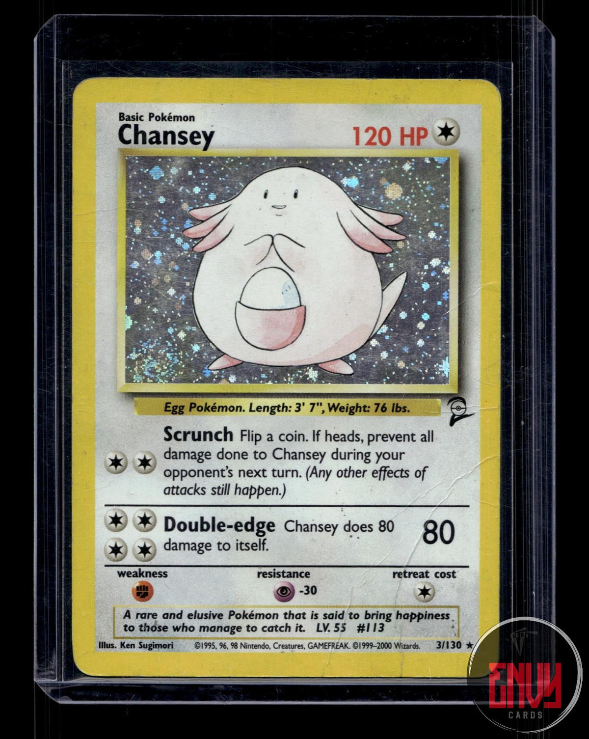 Chansey HP 3/130 R Base Set 2 Pokemon Holo