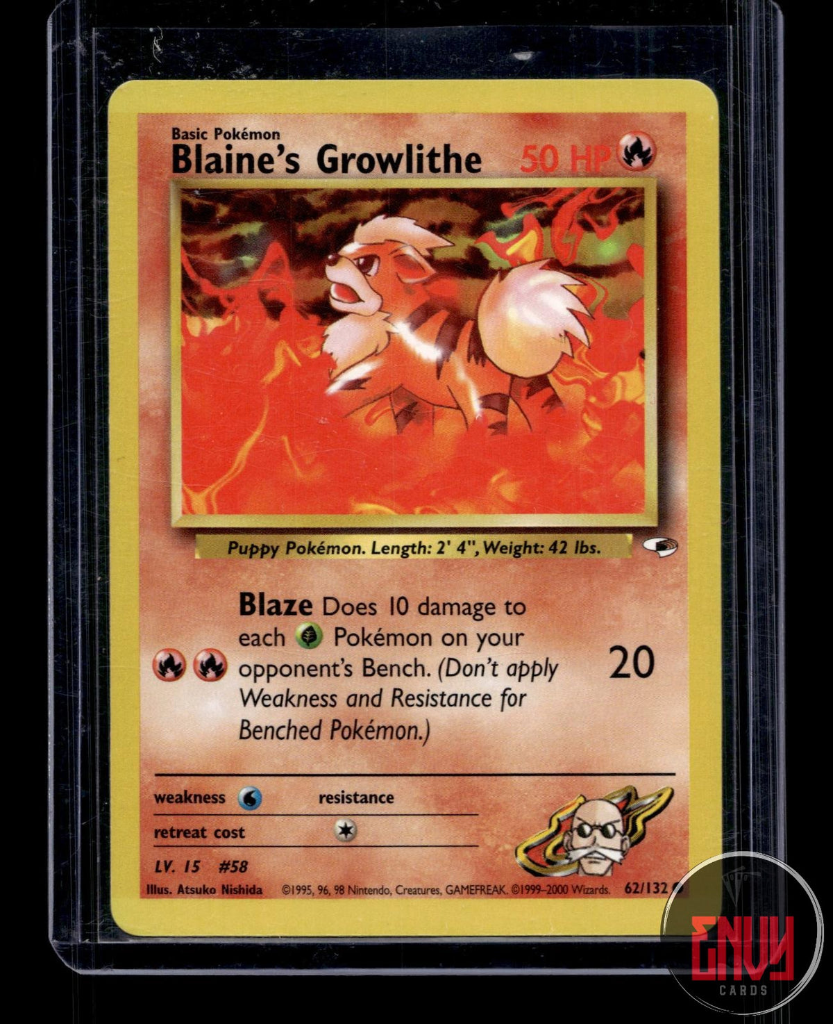 Blaine's Growlithe LP 62/132 C Gym Heroes Pokemon Unlimited
