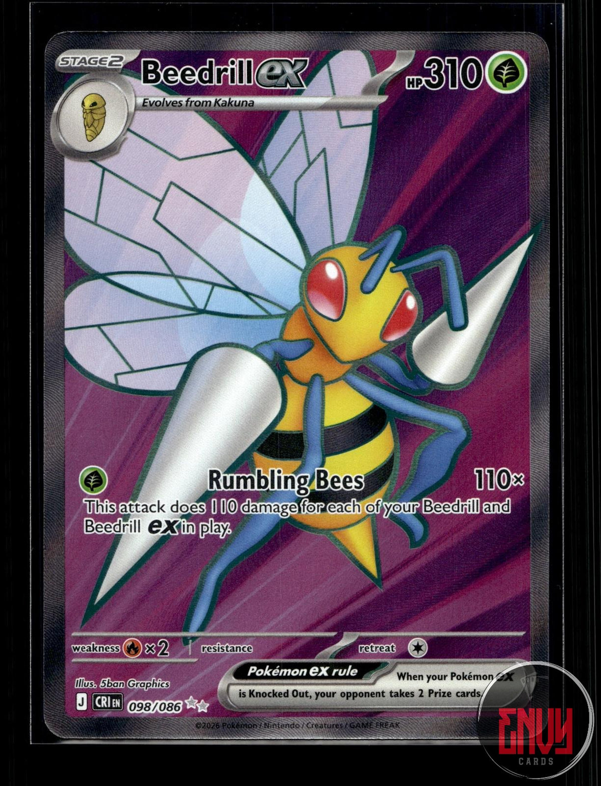 Beedrill ex NM 098/086 UR Chaos Rising Pokemon Holo