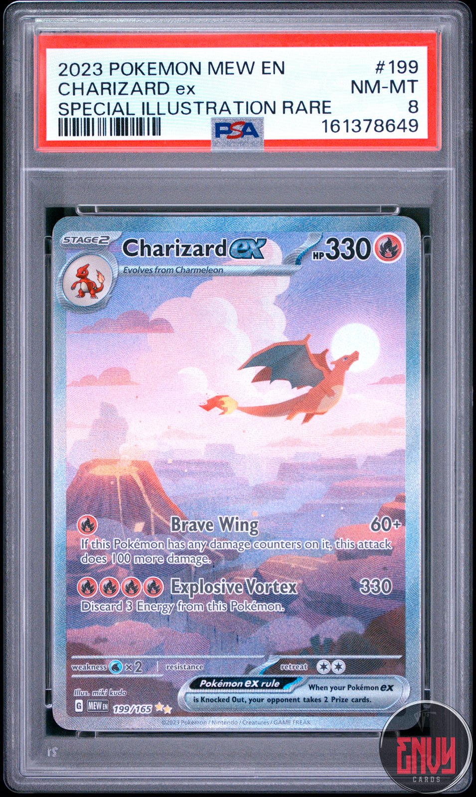 Charizard EX 199/165 Special Illustration Rare 151 Pokemon PSA 8