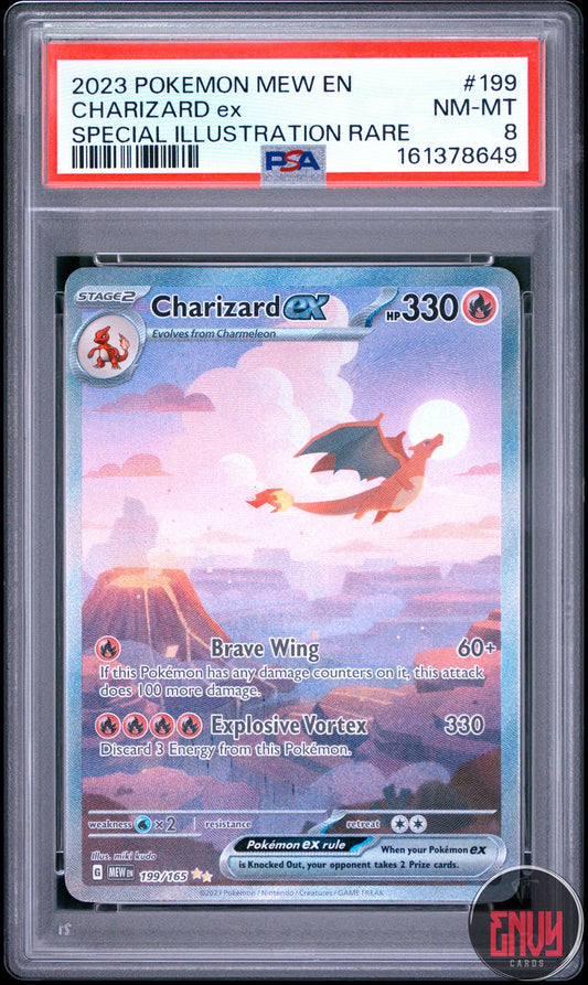Charizard EX 199/165 Special Illustration Rare 151 Pokemon PSA 8