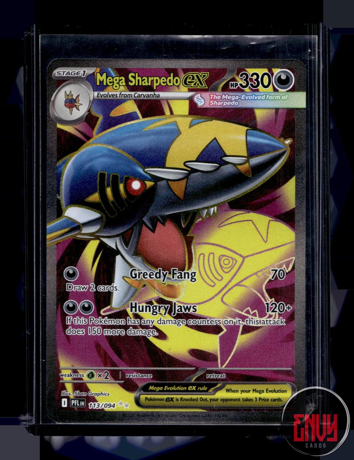 Mega Sharpedo ex Near Mint 113/094 Ultra Rare Phantasmal Flames Pokemon Holo