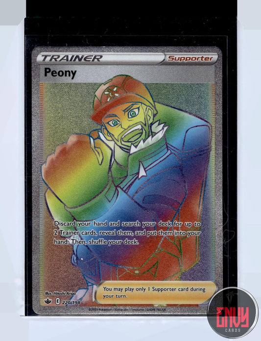 Peony Near Mint 220/198 Rainbow Rare Chilling Reign Pokemon