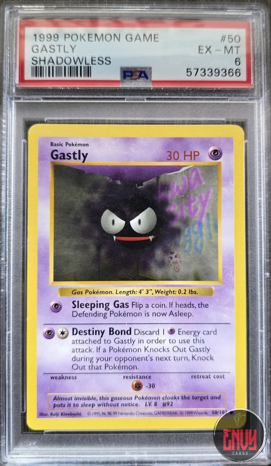 Gastly 50/102 Shadowless Game Pokemon PSA 6