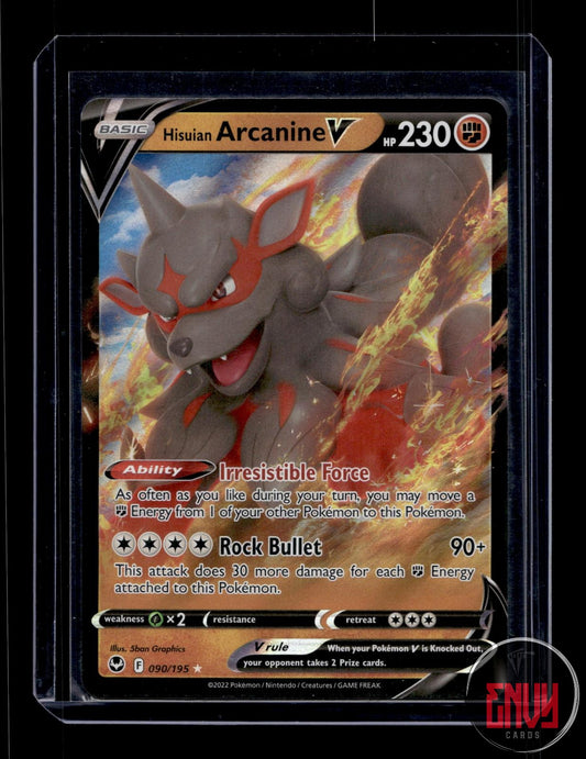 Hisuian Arcanine V Near Mint 090/195 V Rare Silver Tempest Pokemon