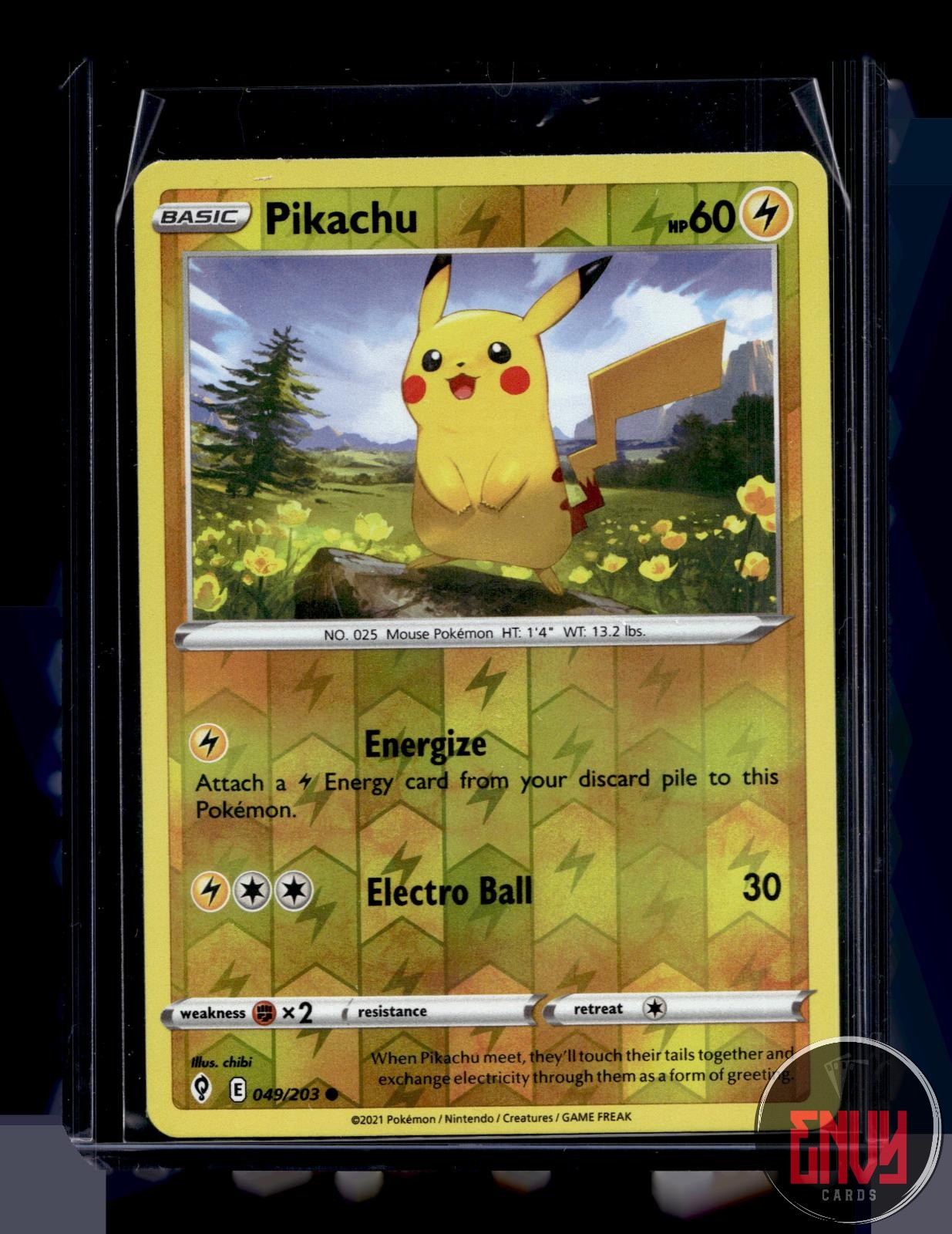 Pikachu Near Mint 049/203 Common Evolving Skies Pokemon Reverse Holo