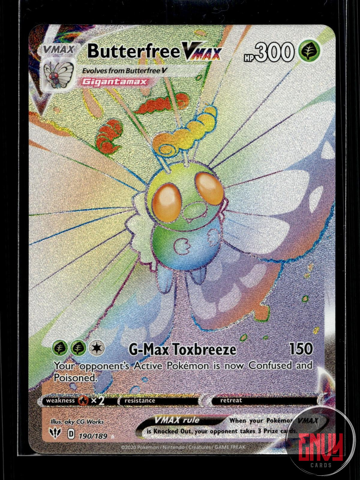Butterfree VMAX NM 190/189 Rainbow Darkness Ablaze Pokemon Holo