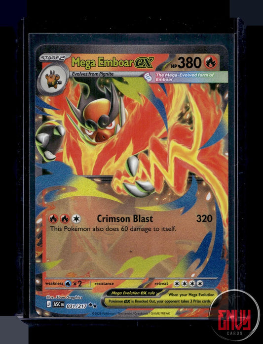 Mega Emboar ex Near Mint 031/217 Double Rare Ascended Heroes Pokemon