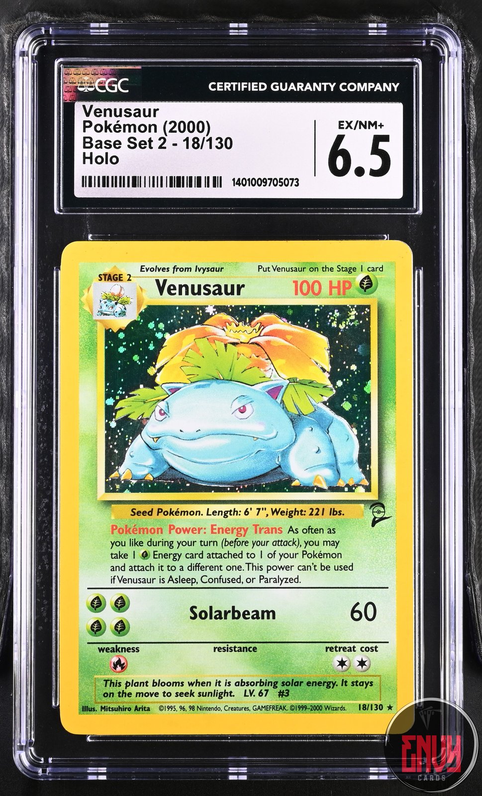Venusaur 18/130 Holo Base Set 2 Pokemon CGC 6.5 Ex/Nm+