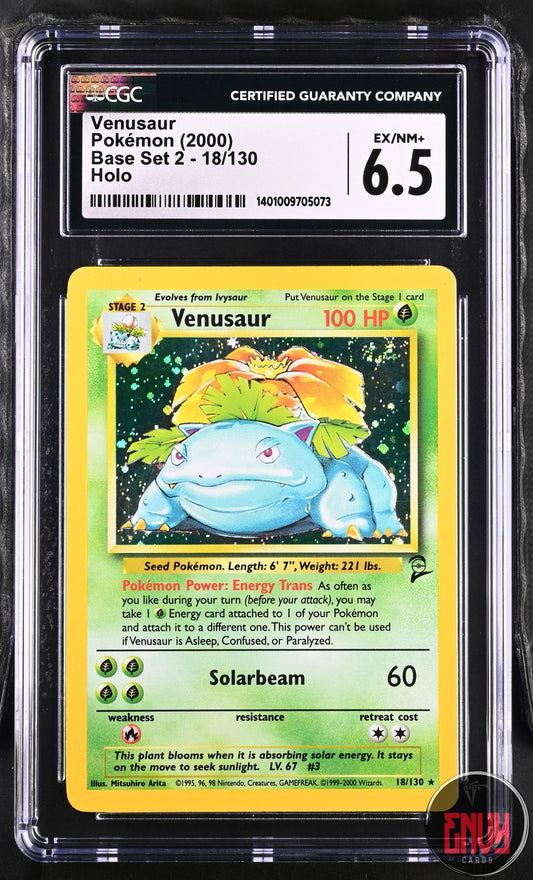 Venusaur 18/130 Holo Base Set 2 Pokemon CGC 6.5 Ex/Nm+