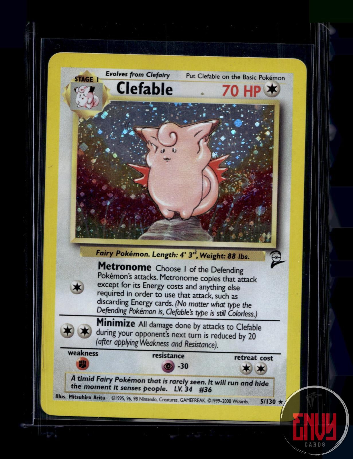 Clefable Lightly Played 5/130 Rare Base Set 2 Pokemon Holo
