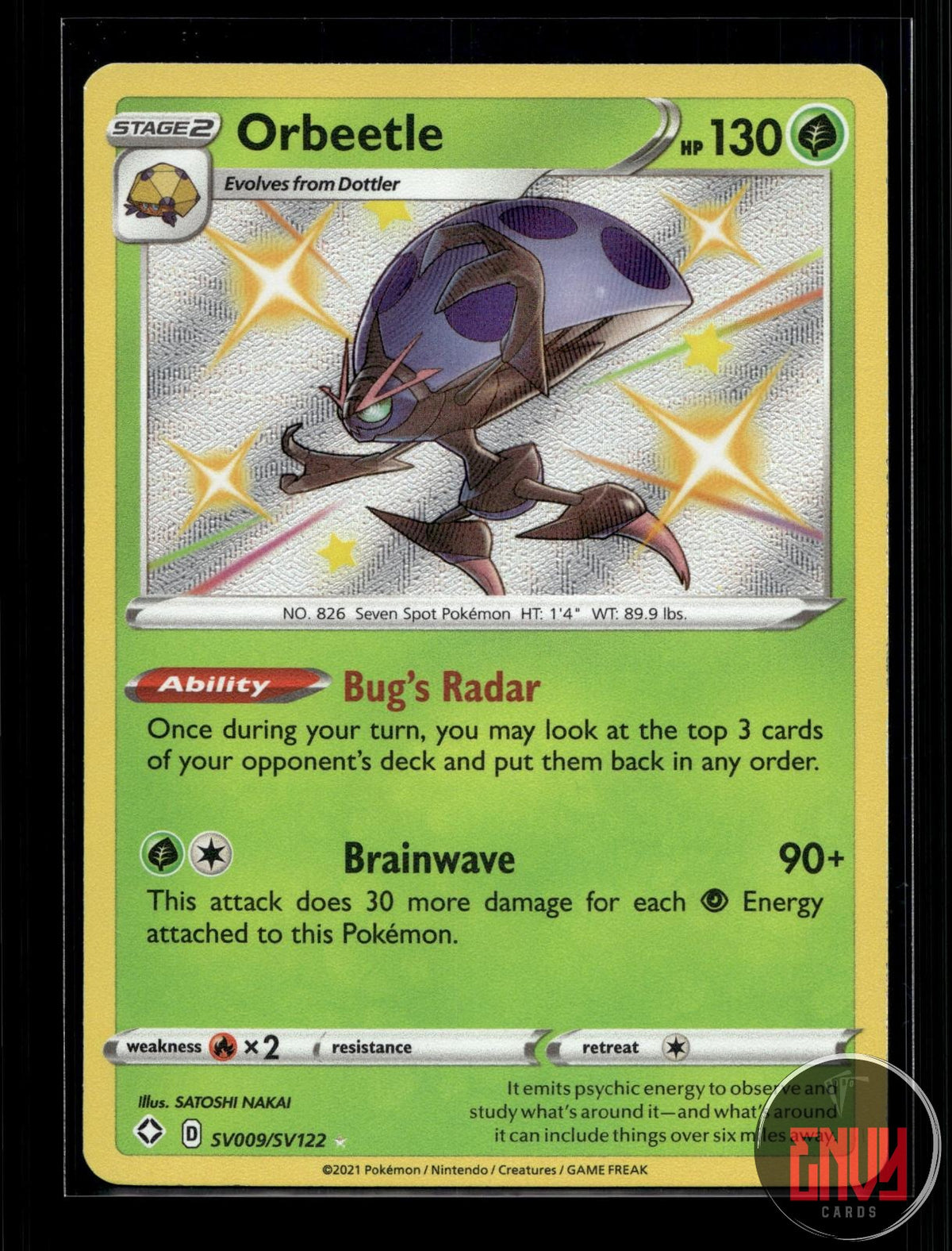 Orbeetle NM SV009/SV122 Shiny Rare Shining Fates Shiny Vault Pokemon Holo