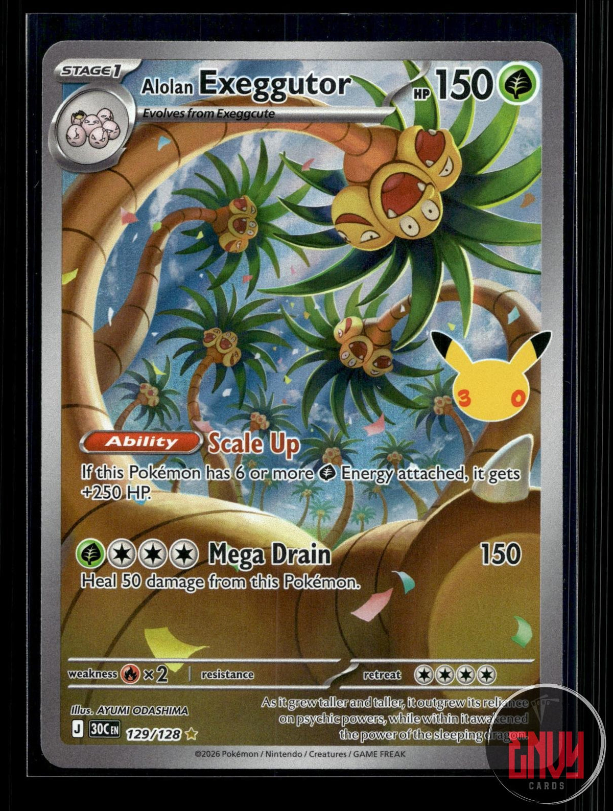 Alolan Exeggutor NM 129/128 IR ME: 30th Celebration Pokemon Holo