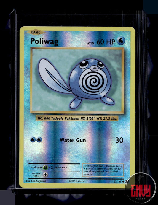 Poliwag Near Mint 23/108 Common Evolutions Pokemon Reverse Holo