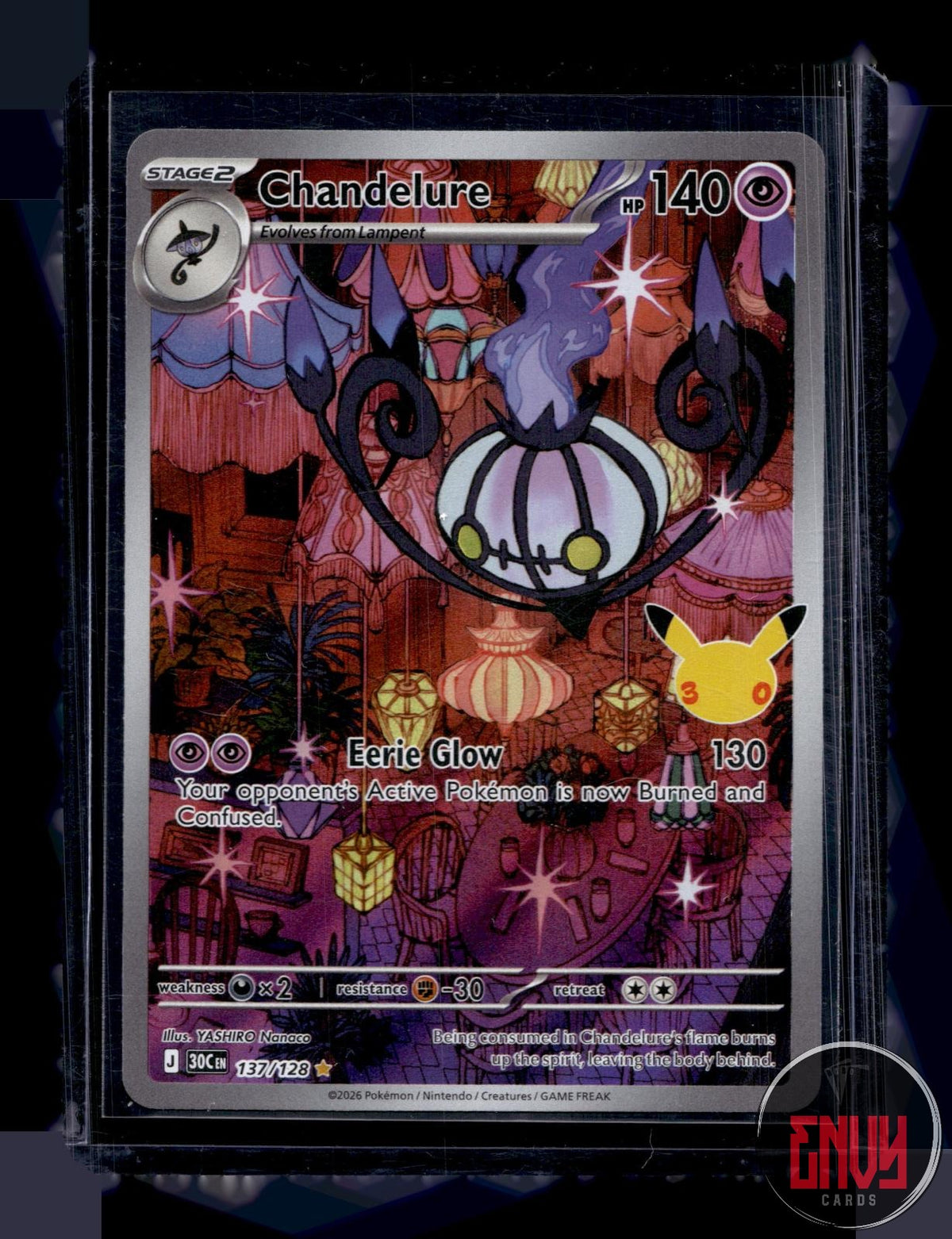 Chandelure NM 137/128 IR ME: 30th Celebration Pokemon Holo