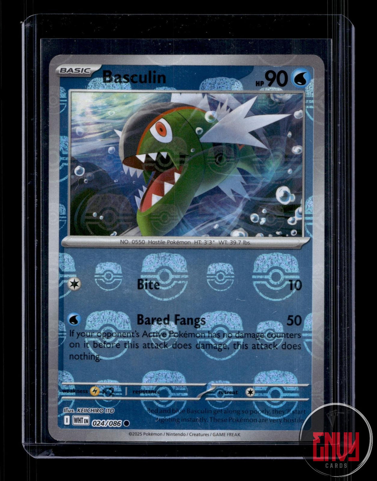 Basculin (Master Ball Pattern) Near Mint 024/086 Common White Flare Pokemon Holo