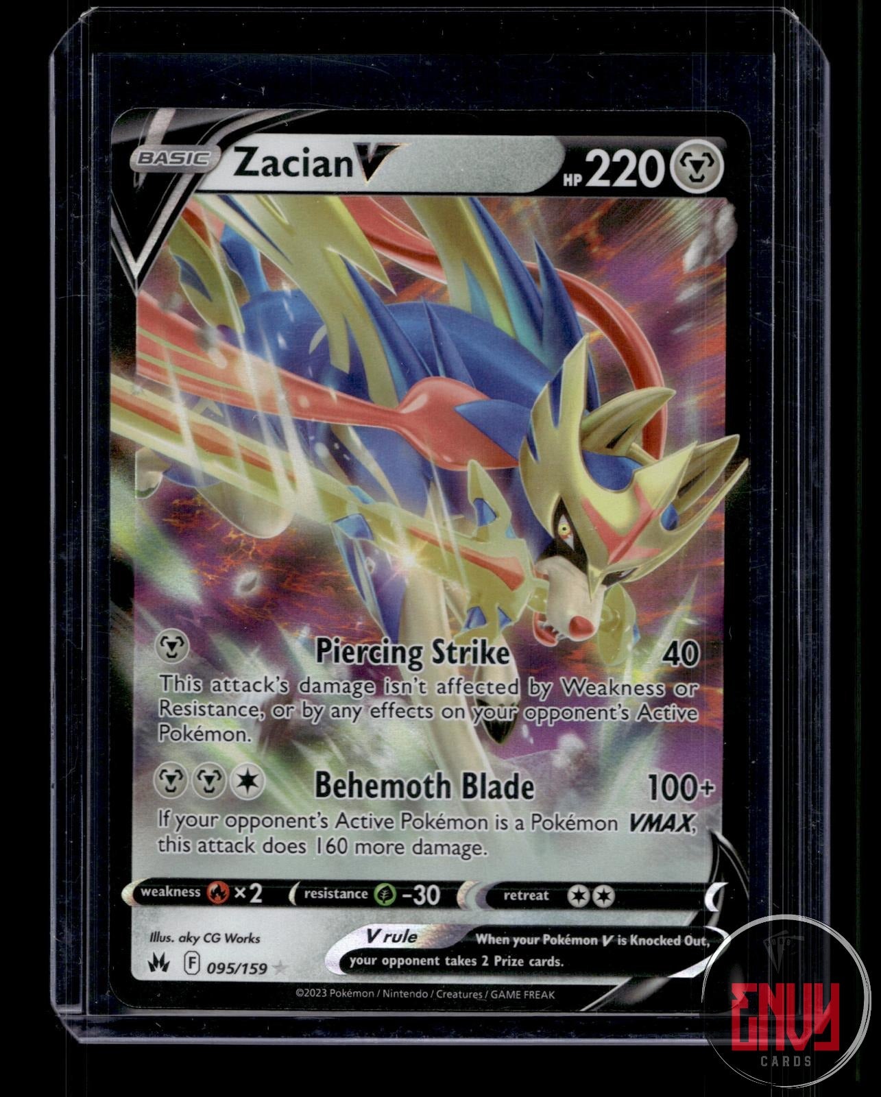 Zacian V Near Mint 095/159 V Rare Crown Zenith Pokemon Holo