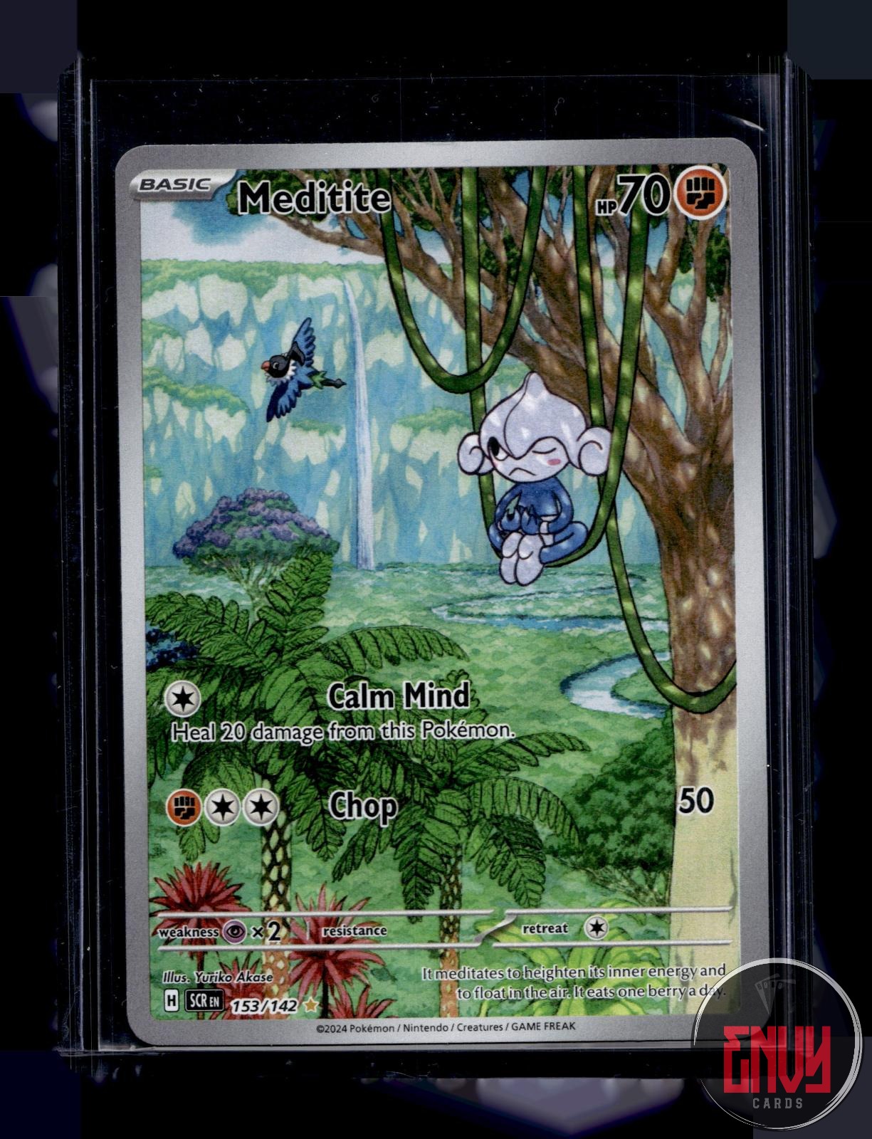 Meditite Near Mint 153/142 Illustration Rare Stellar Crown Pokemon Holo