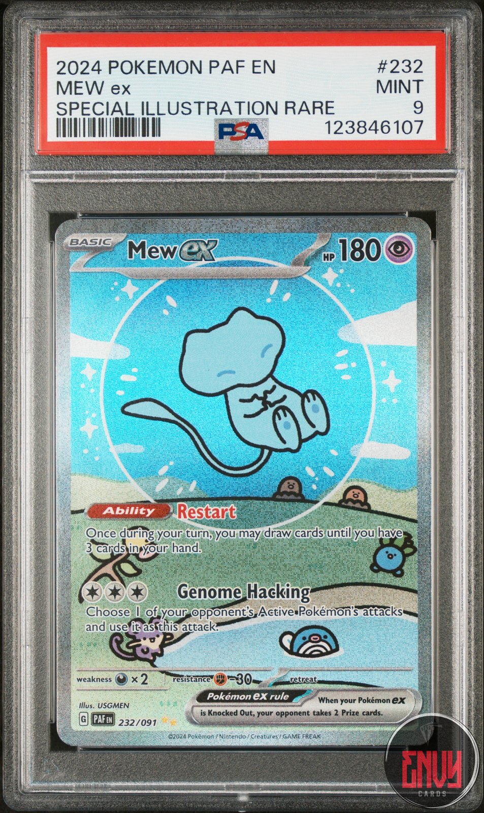 Mew EX 232/091 Special Illustration Rare Paf En-Paldean Fates Pokemon PSA 9