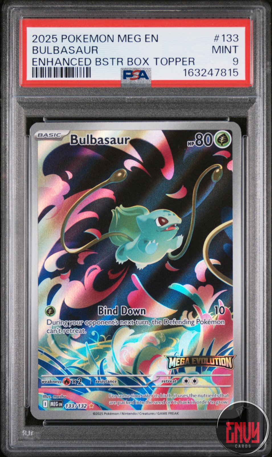 Bulbasaur 133/132 Enhanced Booster Box Topper Mega Evolution Pokemon PSA 9