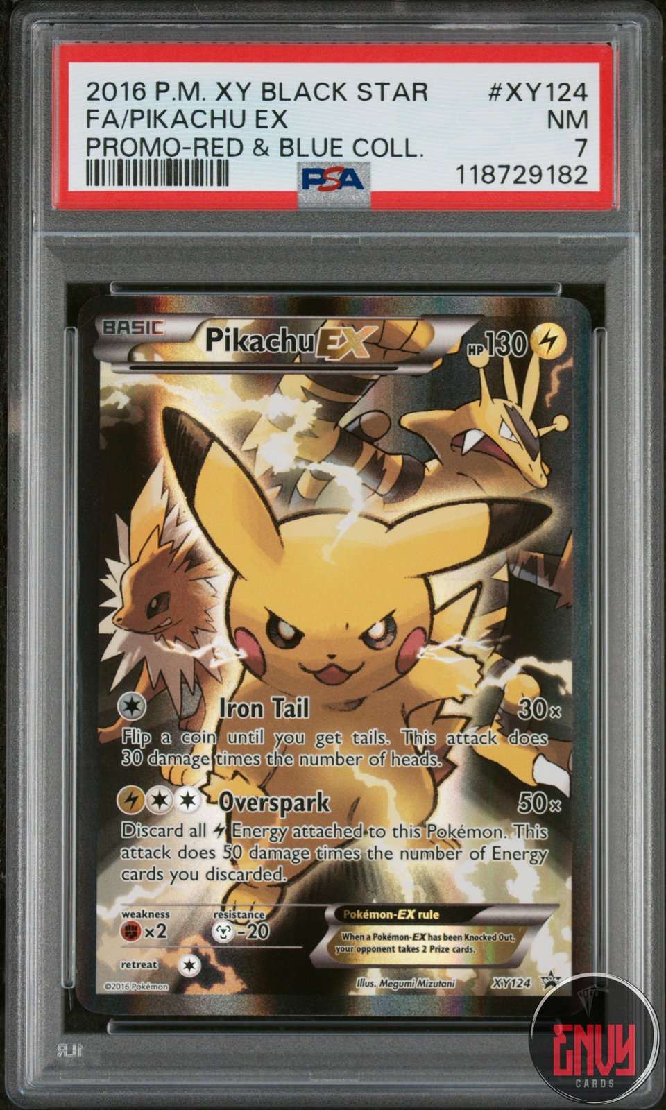 Pikachu EX Xy124 Red & Blue Collection Black Star Promo Pokemon PSA 7