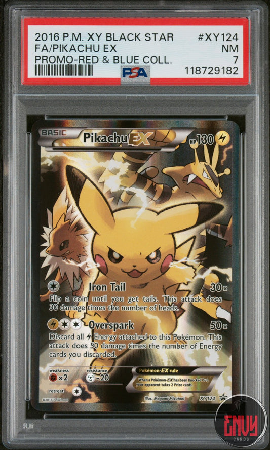 Pikachu EX Xy124 Red & Blue Collection Black Star Promo Pokemon PSA 7