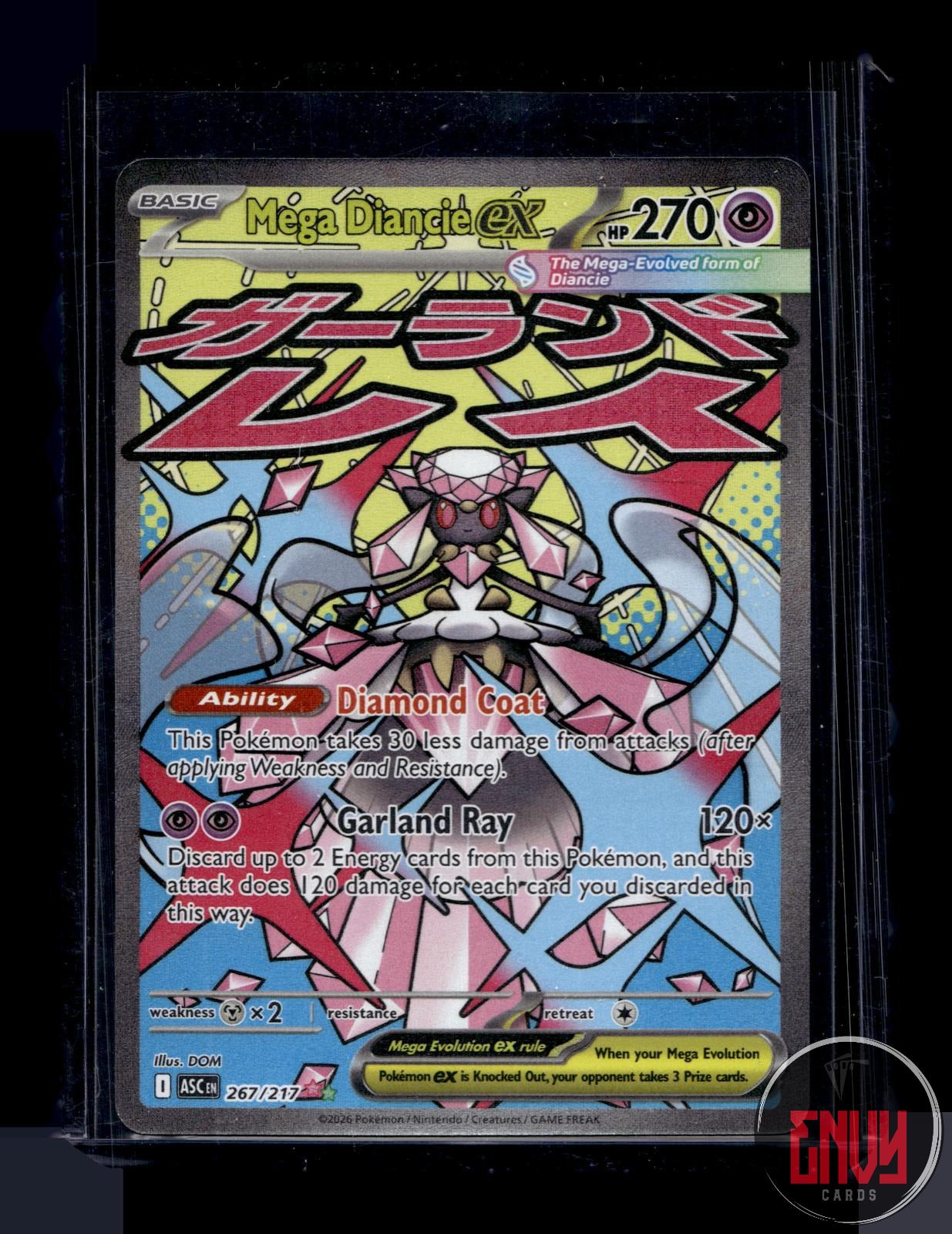 Mega Diancie ex Near Mint 267/217 Mega Attack Rare Ascended Heroes Pokemon Holo