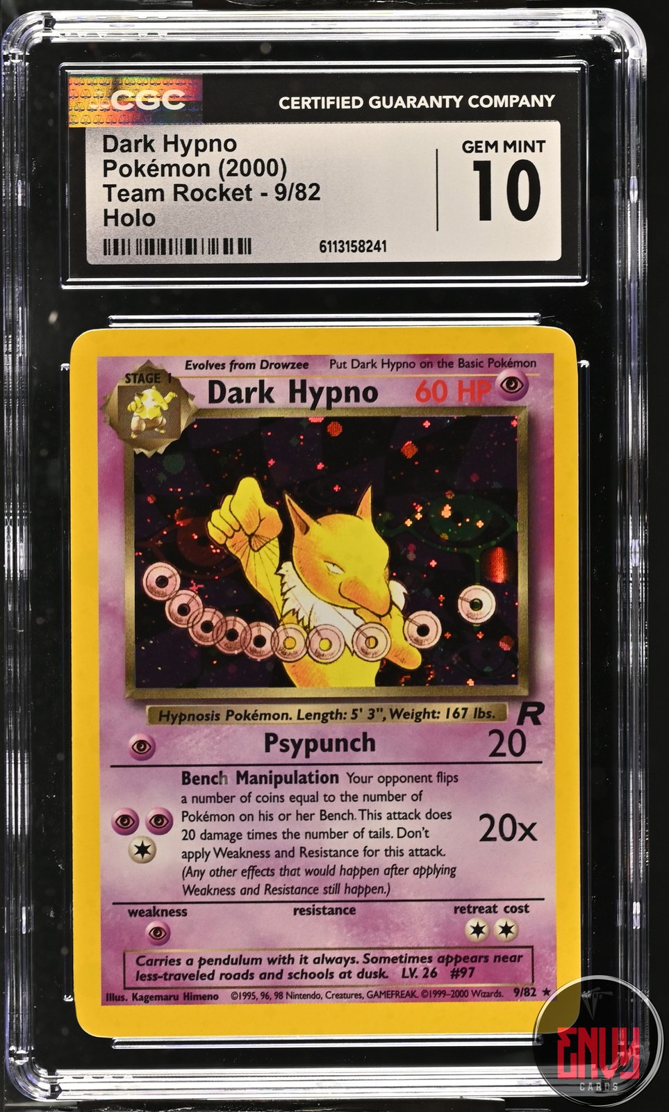 Dark Hypno 9/82 Holo Team Rocket Pokemon CGC 10 Gem Mint