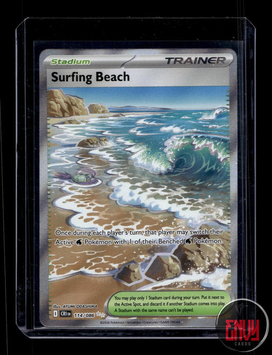 Surfing Beach Near Mint 114/086 Ultra Rare ME04: Chaos Rising Pokemon