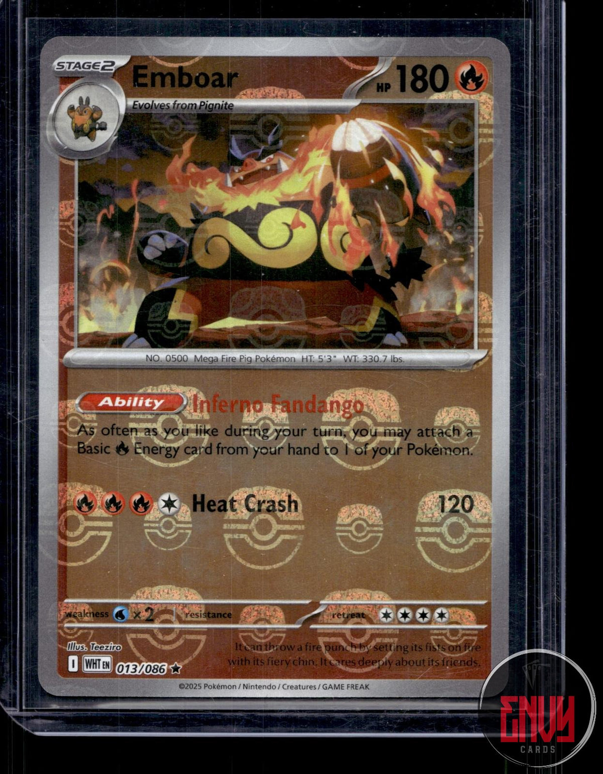 Emboar (Master Ball Pattern) NM 013/086 R White Flare Pokemon Holo