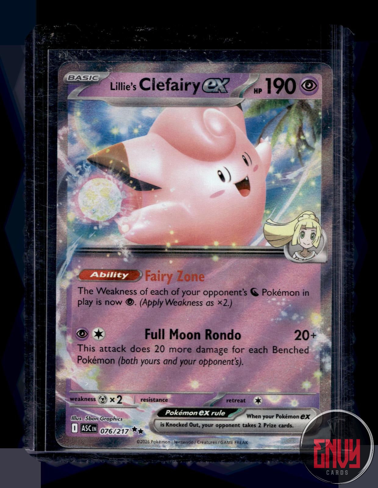 Lillie's Clefairy ex Near Mint 076/217 Double Rare Ascended Heroes Pokemon
