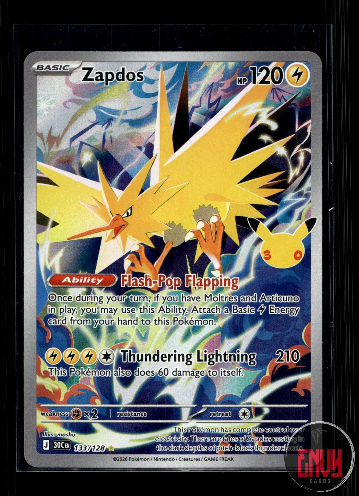 Zapdos NM 133/128 IR ME: 30th Celebration Pokemon Holo