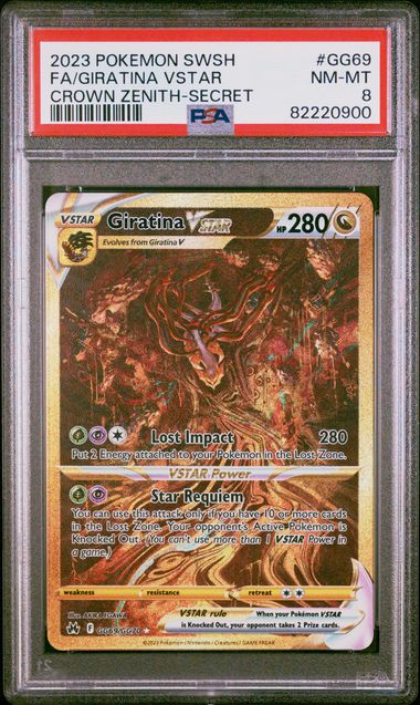Giratina VSTAR GOLD FA Crown Zenith GG69/GG70 PSA 8